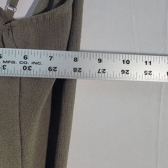 Revamped Olive Green Jumpsuit Strappy Wide Leg Tie Waist Women's Size Large - Picture 8 of 10